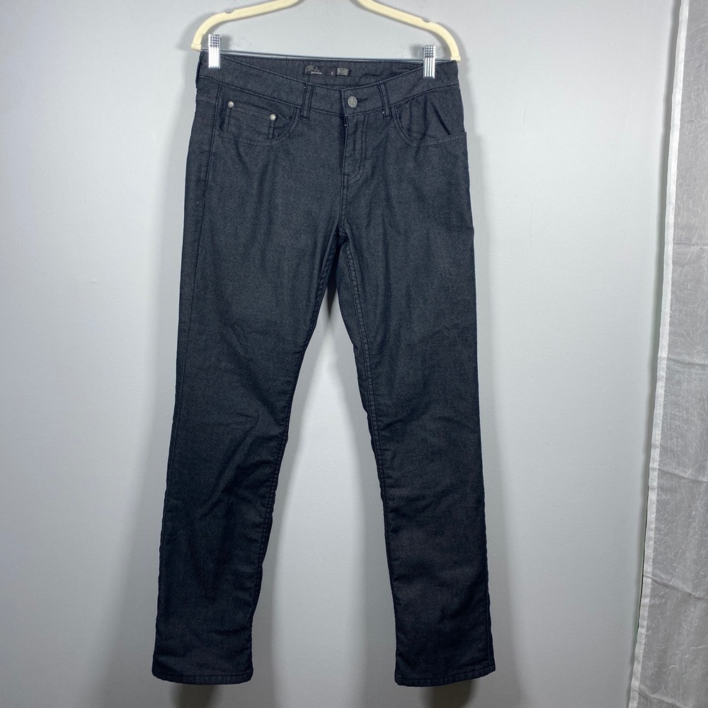 Prana Flannel Lined Pants Womens 6 Gray Straight Leg Outdoor Hiking Warm